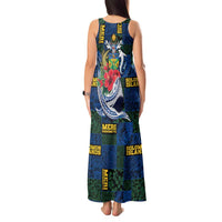 Solomon Islands Meri Kirihimete Tank Maxi Dress Funny Santa Riding Shark - Polynesian Pride