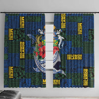 Solomon Islands Meri Kirihimete Window Curtain Funny Santa Riding Shark - Polynesian Pride