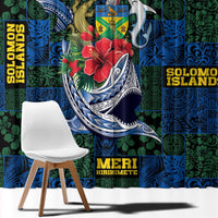 Solomon Islands Meri Kirihimete Window Curtain Funny Santa Riding Shark - Polynesian Pride