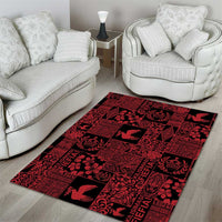 Black Tonga Kilisimasi Fiefia Area Rug Pacific Patchwork Xmas Vibes - Polynesian Pride