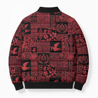 Black Tonga Kilisimasi Fiefia Bomber Puffer Jacket Pacific Patchwork Xmas Vibes - Polynesian Pride