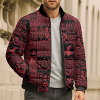 Black Tonga Kilisimasi Fiefia Bomber Puffer Jacket Pacific Patchwork Xmas Vibes - Polynesian Pride