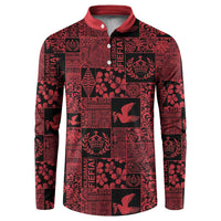 Black Tonga Kilisimasi Fiefia Button Sweatshirt Pacific Patchwork Xmas Vibes - Polynesian Pride
