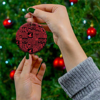 Black Tonga Kilisimasi Fiefia Ceramic Ornament Pacific Patchwork Xmas Vibes - Polynesian Pride