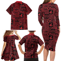 Black Tonga Kilisimasi Fiefia Family Matching Long Sleeve Bodycon Dress and Hawaiian Shirt Pacific Patchwork Xmas Vibes - Polynesian Pride