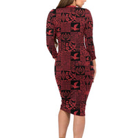 Black Tonga Kilisimasi Fiefia Family Matching Long Sleeve Bodycon Dress and Hawaiian Shirt Pacific Patchwork Xmas Vibes - Polynesian Pride