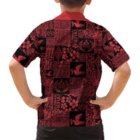 Black Tonga Kilisimasi Fiefia Family Matching Off The Shoulder Long Sleeve Dress and Hawaiian Shirt Pacific Patchwork Xmas Vibes LT9 - Polynesian Pride