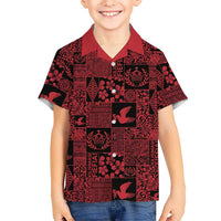 Black Tonga Kilisimasi Fiefia Family Matching Short Sleeve Bodycon Dress and Hawaiian Shirt Pacific Patchwork Xmas Vibes - Polynesian Pride