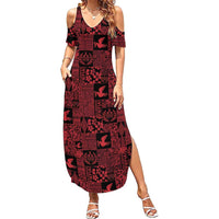 Black Tonga Kilisimasi Fiefia Family Matching Summer Maxi Dress and Hawaiian Shirt Pacific Patchwork Xmas Vibes - Polynesian Pride