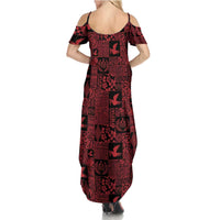 Black Tonga Kilisimasi Fiefia Family Matching Summer Maxi Dress and Hawaiian Shirt Pacific Patchwork Xmas Vibes - Polynesian Pride