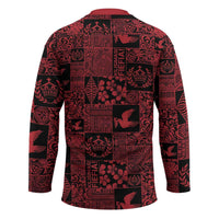 Black Tonga Kilisimasi Fiefia Hockey Jersey Pacific Patchwork Xmas Vibes - Polynesian Pride