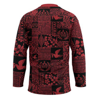 Black Tonga Kilisimasi Fiefia Hockey Jersey Pacific Patchwork Xmas Vibes - Polynesian Pride