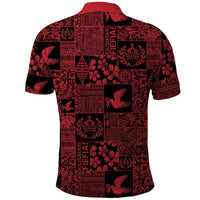 Black Tonga Kilisimasi Fiefia Polo Shirt Pacific Patchwork Xmas Vibes - Polynesian Pride