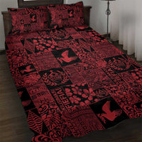 Black Tonga Kilisimasi Fiefia Quilt Bed Set Pacific Patchwork Xmas Vibes - Polynesian Pride