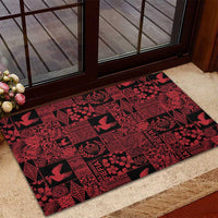 Black Tonga Kilisimasi Fiefia Rubber Doormat Pacific Patchwork Xmas Vibes - Polynesian Pride