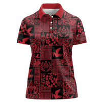 Black Tonga Kilisimasi Fiefia Women Polo Shirt Pacific Patchwork Xmas Vibes - Polynesian Pride