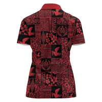 Black Tonga Kilisimasi Fiefia Women Polo Shirt Pacific Patchwork Xmas Vibes - Polynesian Pride