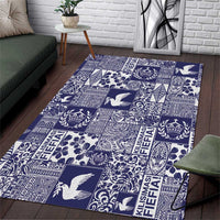 Blue Tonga Kilisimasi Fiefia Area Rug Pacific Patchwork Xmas Vibes - Polynesian Pride