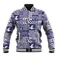 Blue Tonga Kilisimasi Fiefia Baseball Jacket Pacific Patchwork Xmas Vibes - Polynesian Pride