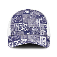 Blue Tonga Kilisimasi Fiefia Baseball Net Cap Pacific Patchwork Xmas Vibes LT9 One Size White Blue - Polynesian Pride