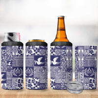 Blue Tonga Kilisimasi Fiefia 4 in 1 Can Cooler Tumbler Pacific Patchwork Xmas Vibes - Polynesian Pride