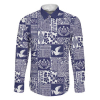 Blue Tonga Kilisimasi Fiefia Family Matching Long Sleeve Bodycon Dress and Hawaiian Shirt Pacific Patchwork Xmas Vibes - Polynesian Pride