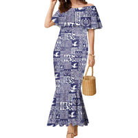 Blue Tonga Kilisimasi Fiefia Family Matching Mermaid Dress and Hawaiian Shirt Pacific Patchwork Xmas Vibes LT9 Mom's Dress Blue - Polynesian Pride