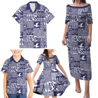Blue Tonga Kilisimasi Fiefia Family Matching Puletasi and Hawaiian Shirt Pacific Patchwork Xmas Vibes LT9 - Polynesian Pride
