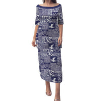 Blue Tonga Kilisimasi Fiefia Family Matching Puletasi and Hawaiian Shirt Pacific Patchwork Xmas Vibes LT9 Mom's Dress Blue - Polynesian Pride