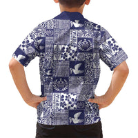 Blue Tonga Kilisimasi Fiefia Family Matching Short Sleeve Bodycon Dress and Hawaiian Shirt Pacific Patchwork Xmas Vibes LT9 - Polynesian Pride