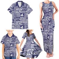 Blue Tonga Kilisimasi Fiefia Family Matching Tank Maxi Dress and Hawaiian Shirt Pacific Patchwork Xmas Vibes - Polynesian Pride