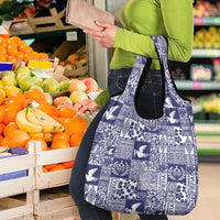 Blue Tonga Kilisimasi Fiefia Grocery Bag Pacific Patchwork Xmas Vibes - Polynesian Pride