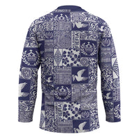 Blue Tonga Kilisimasi Fiefia Hockey Jersey Pacific Patchwork Xmas Vibes LT9 - Polynesian Pride