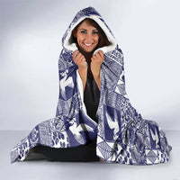 Blue Tonga Kilisimasi Fiefia Hooded Blanket Pacific Patchwork Xmas Vibes - Polynesian Pride