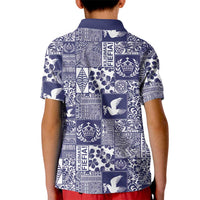 Blue Tonga Kilisimasi Fiefia Kid Polo Shirt Pacific Patchwork Xmas Vibes - Polynesian Pride