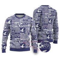Blue Tonga Kilisimasi Fiefia Ugly Christmas Sweater Pacific Patchwork Xmas Vibes - Polynesian Pride
