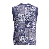 Blue Tonga Kilisimasi Fiefia Christmas Knitted V-Neck Vest Pacific Patchwork Xmas Vibes - Polynesian Pride