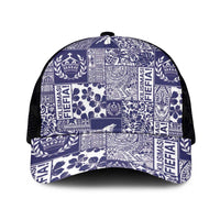 Blue Tonga Kilisimasi Fiefia Mesh Trucker Cap Pacific Patchwork Xmas Vibes - Polynesian Pride
