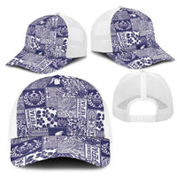 Blue Tonga Kilisimasi Fiefia Mesh Trucker Cap Pacific Patchwork Xmas Vibes - Polynesian Pride