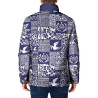 Blue Tonga Kilisimasi Fiefia Padded Jacket Pacific Patchwork Xmas Vibes - Polynesian Pride