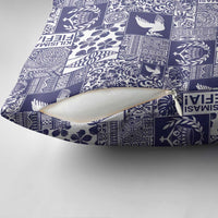 Blue Tonga Kilisimasi Fiefia Pillow Cover Pacific Patchwork Xmas Vibes - Polynesian Pride