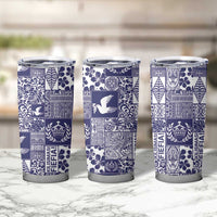 Blue Tonga Kilisimasi Fiefia Tumbler Cup Pacific Patchwork Xmas Vibes - Polynesian Pride