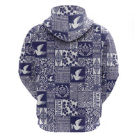 Blue Tonga Kilisimasi Fiefia Zip Hoodie Pacific Patchwork Xmas Vibes - Polynesian Pride