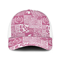 Pink Tonga Kilisimasi Fiefia Baseball Net Cap Pacific Patchwork Xmas Vibes LT9 One Size White Pink - Polynesian Pride