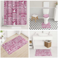 Pink Tonga Kilisimasi Fiefia Bathroom Set Pacific Patchwork Xmas Vibes - Polynesian Pride