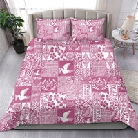 Pink Tonga Kilisimasi Fiefia Bedding Set Pacific Patchwork Xmas Vibes - Polynesian Pride