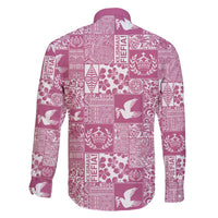 Pink Tonga Kilisimasi Fiefia Family Matching Long Sleeve Bodycon Dress and Hawaiian Shirt Pacific Patchwork Xmas Vibes LT9 - Polynesian Pride