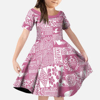 Pink Tonga Kilisimasi Fiefia Family Matching Mermaid Dress and Hawaiian Shirt Pacific Patchwork Xmas Vibes LT9 Daughter's Dress Pink - Polynesian Pride