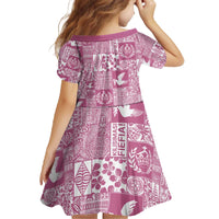 Pink Tonga Kilisimasi Fiefia Family Matching Off The Shoulder Long Sleeve Dress and Hawaiian Shirt Pacific Patchwork Xmas Vibes LT9 - Polynesian Pride