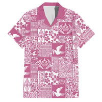 Pink Tonga Kilisimasi Fiefia Family Matching Off Shoulder Maxi Dress and Hawaiian Shirt Pacific Patchwork Xmas Vibes - Polynesian Pride